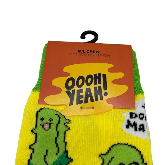 Oooh Yeah Pickle Socks Big Dill Size Doesn't Matter Novelty Print Unisex Yellow - Picture 2 of 15